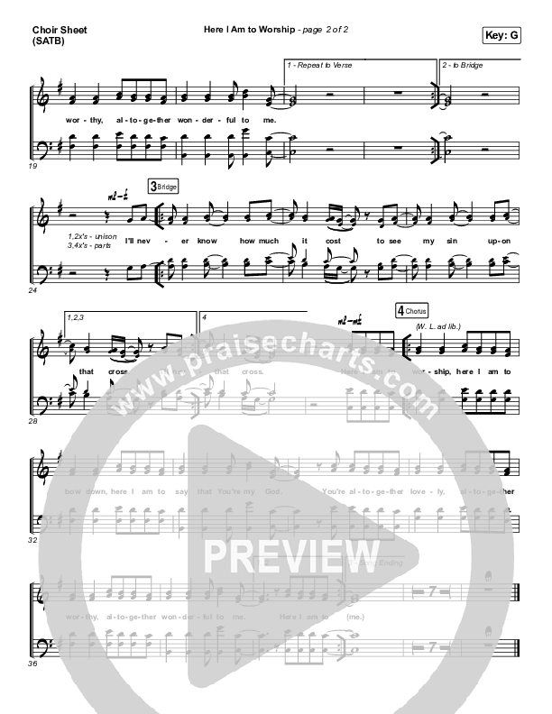 Here I Am To Worship Choir Sheet (SATB) (Jonathan Noel)