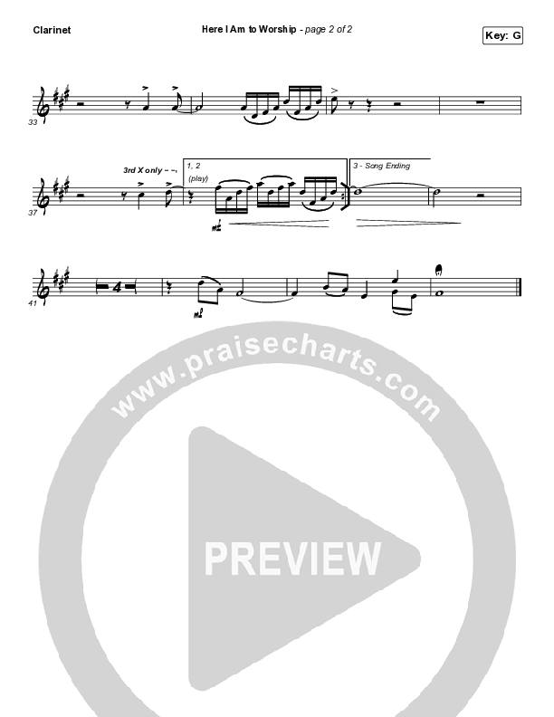 Here I Am To Worship Clarinet 1,2 (Jonathan Noel)