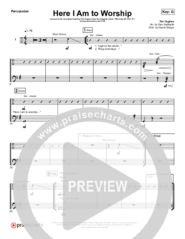 Here I Am To Worship Percussion (Jonathan Noel)