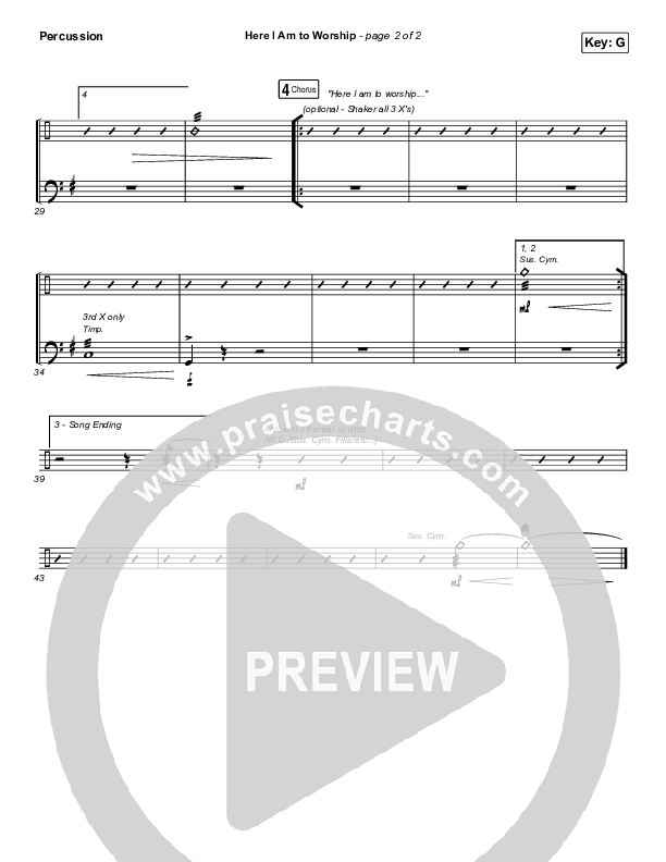 Here I Am To Worship Percussion (Jonathan Noel)