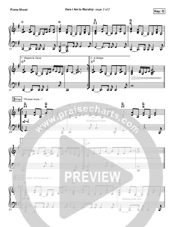 Here I Am To Worship Piano Sheet (Jonathan Noel)