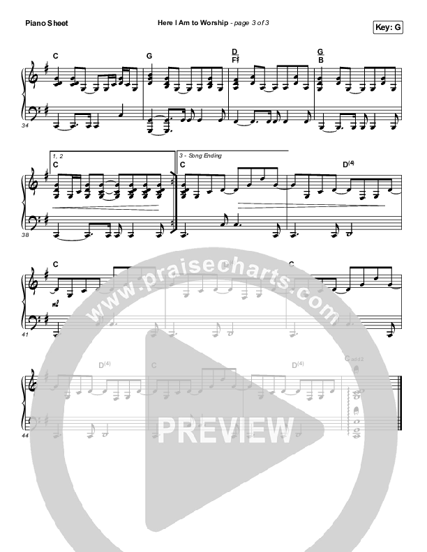 Here I Am To Worship Piano Sheet (Jonathan Noel)