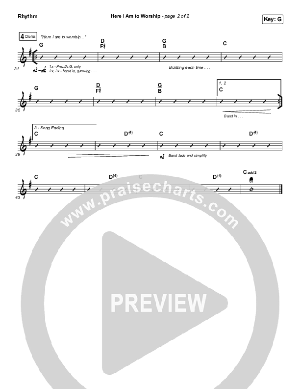 Here I Am To Worship Rhythm Chart (Jonathan Noel)