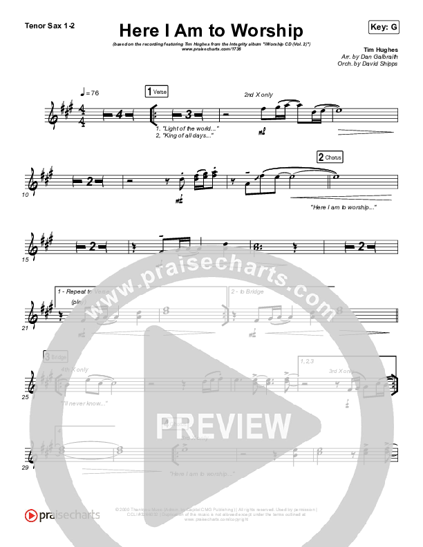 Here I Am To Worship Tenor Sax 1,2 (Jonathan Noel)