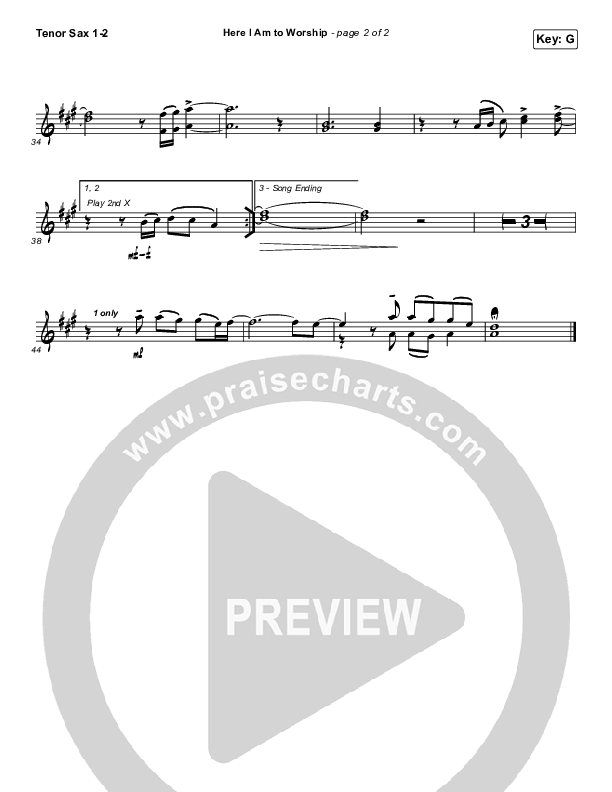 Here I Am To Worship Tenor Sax 1,2 (Jonathan Noel)