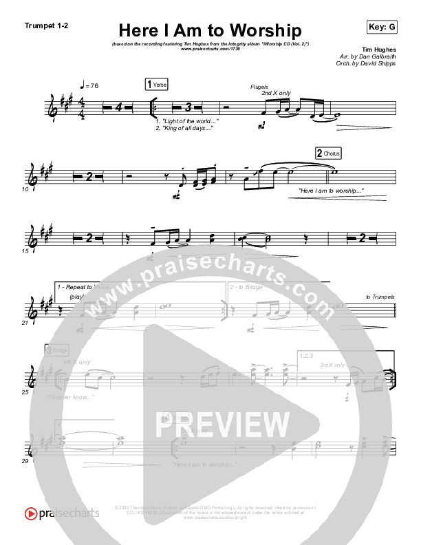 Here I Am To Worship Trumpet 1,2 (Jonathan Noel)