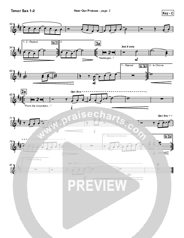 Hear Our Praises Tenor Sax 1/2 (Hillsong Worship)