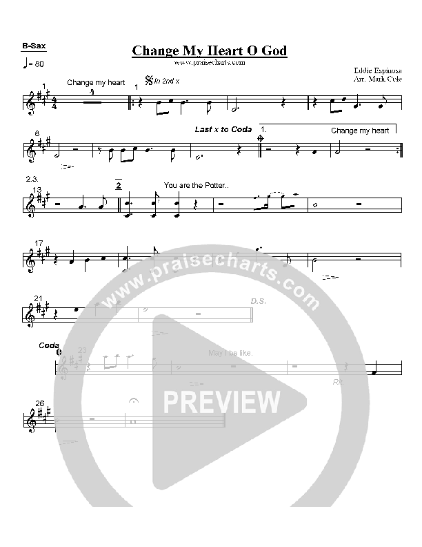 Change My Heart Oh God Bari Sax (Eddie Espinosa)