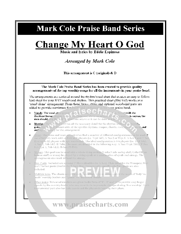 Change My Heart Oh God Cover Sheet (Eddie Espinosa)