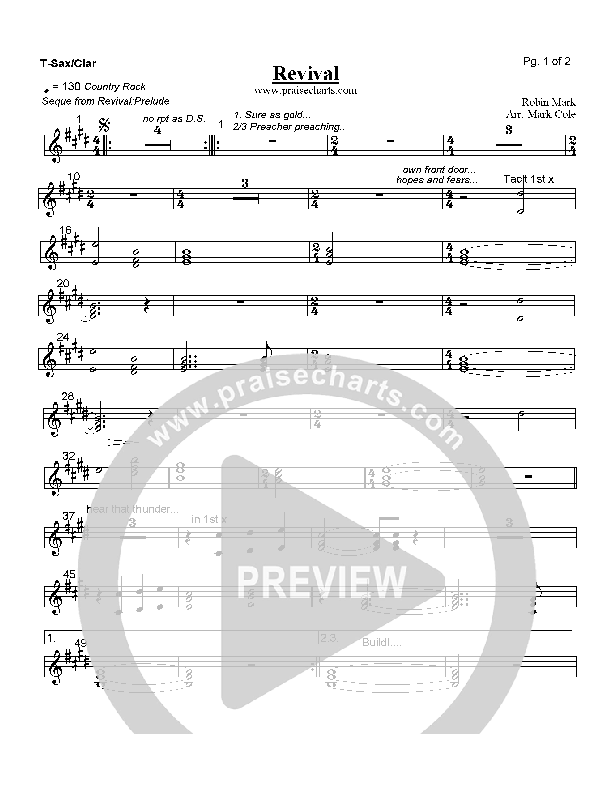 Revival Tenor Sax/Clarinet (Robin Mark)