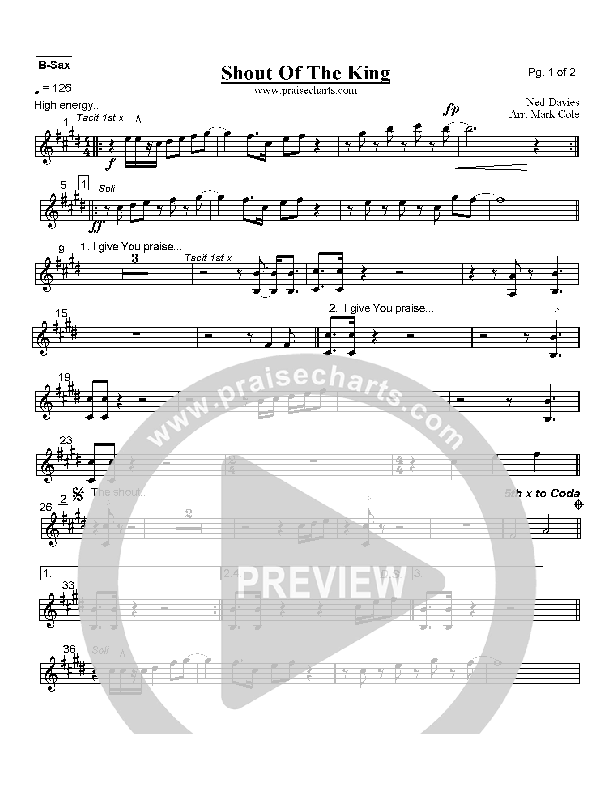 Shout Of The King Bari Sax (Hillsong Worship)