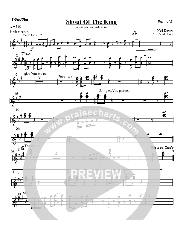 Shout Of The King Tenor Sax/Clarinet (Hillsong Worship)