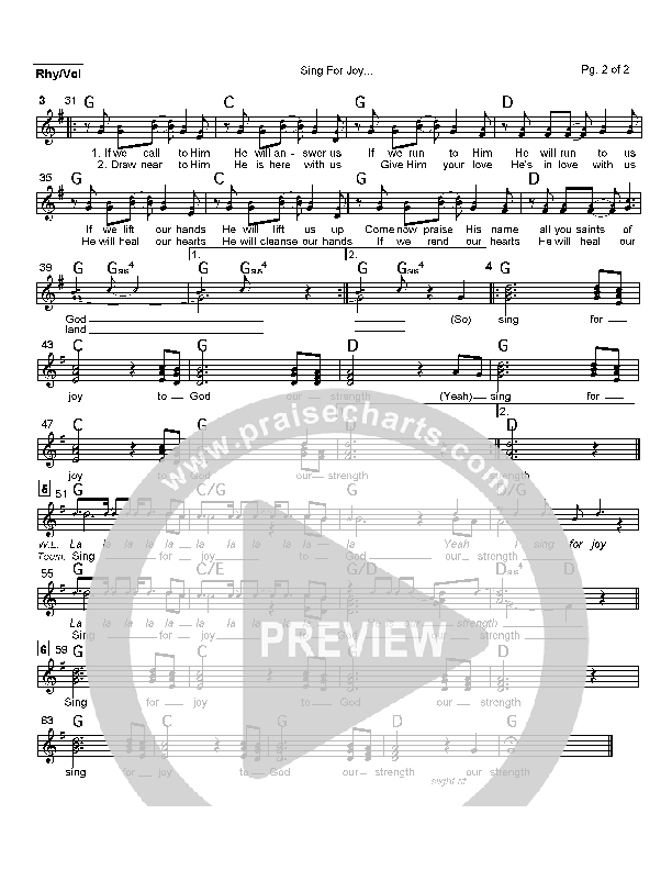 Sing For Joy Lead Sheet (SAT) (Lamont Hiebert)