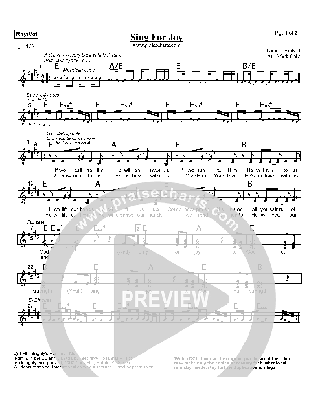 Sing For Joy Rhythm/Vocal (Lamont Hiebert)