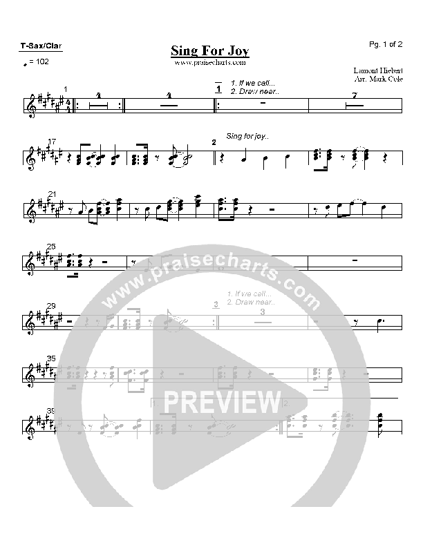 Sing For Joy Tenor Sax/Clarinet (Lamont Hiebert)