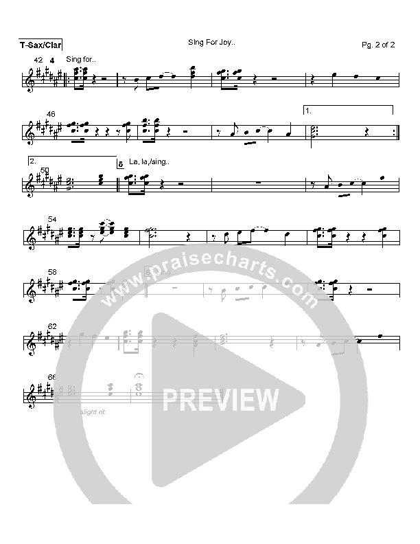 Sing For Joy Tenor Sax/Clarinet (Lamont Hiebert)
