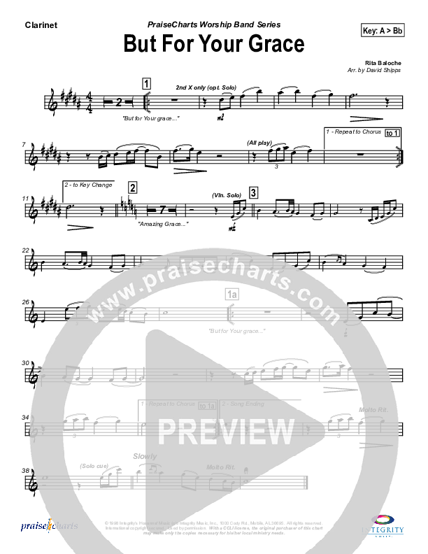 But For Your Grace Clarinet (Rita Baloche)