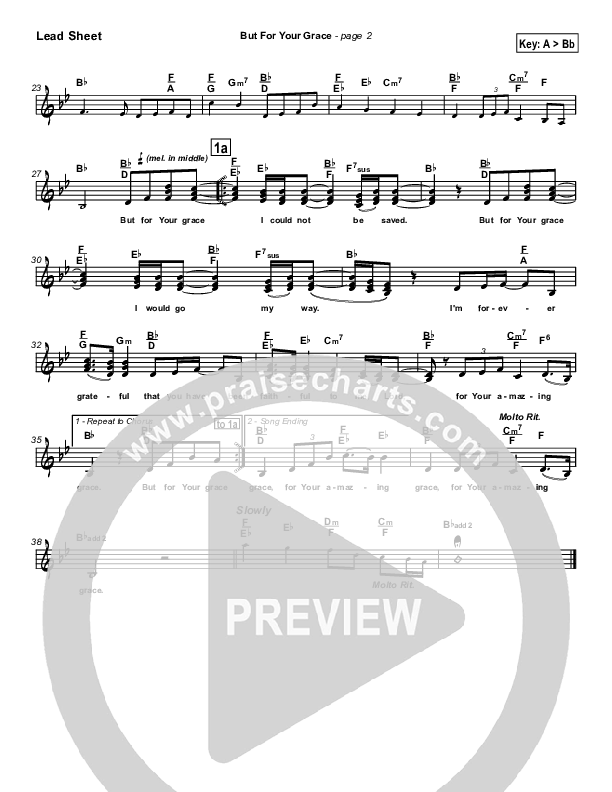 But For Your Grace Lead Sheet (Rita Baloche)