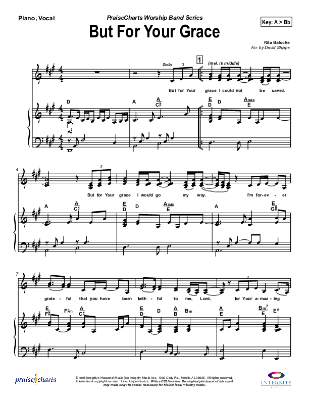 But For Your Grace Lead & Piano (Rita Baloche)