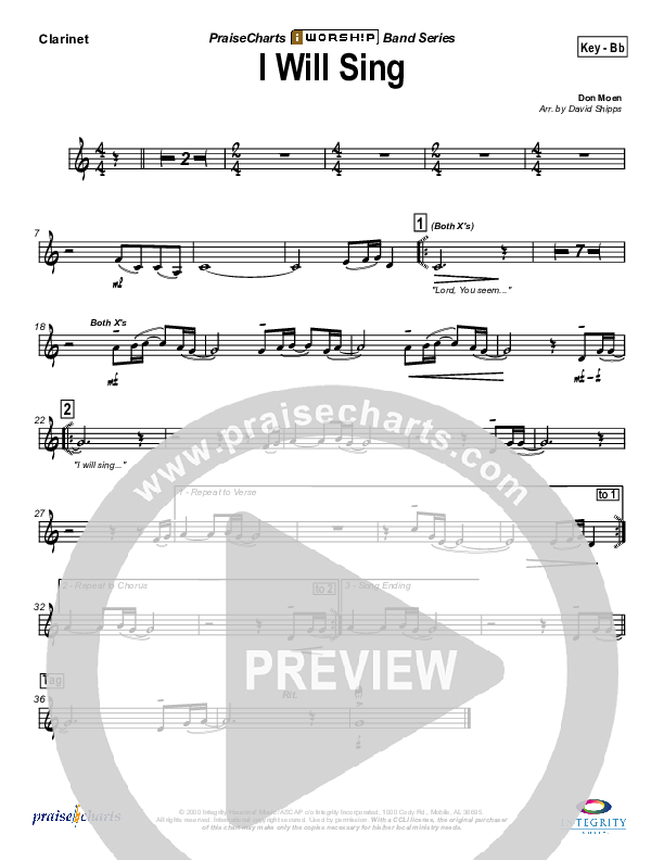 I Will Sing Clarinet (Don Moen)