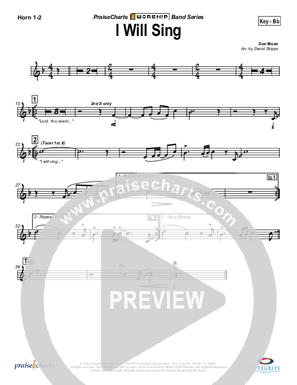 I Will Sing French Horn 1/2 (Don Moen)