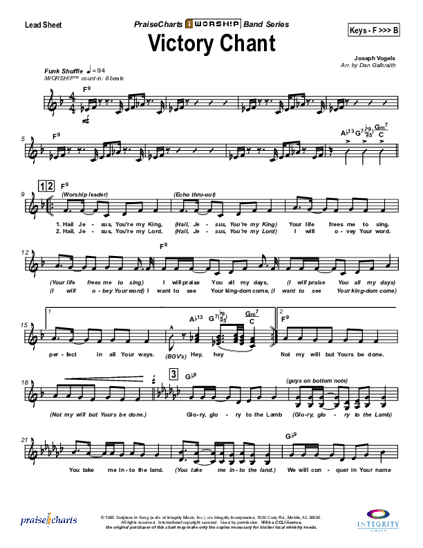 Victory Chant Lead Sheet (SAT) (Joseph Vogels)