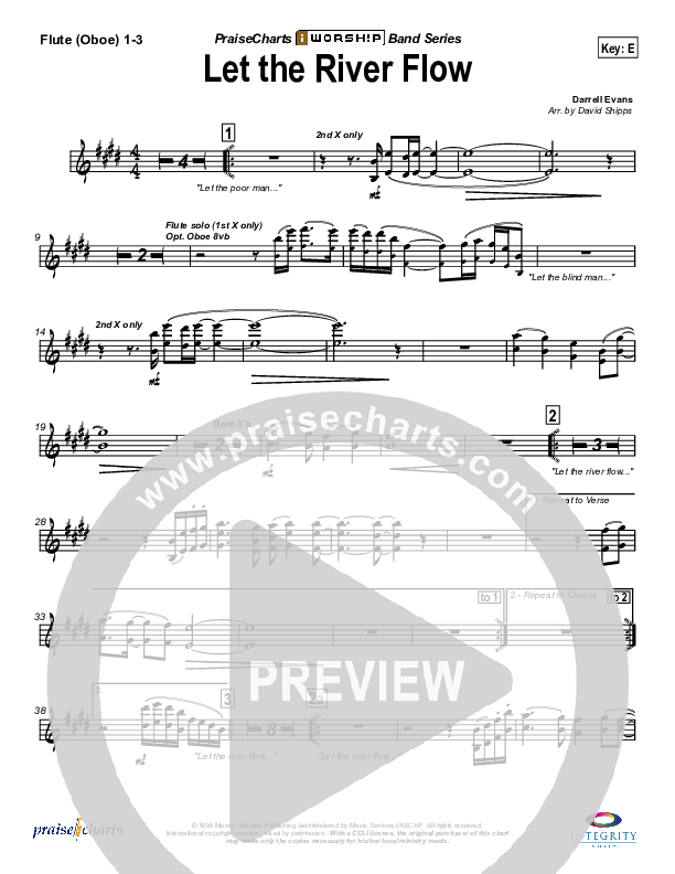 Let The River Flow Flute/Oboe 1/2/3 (Darrell Evans)