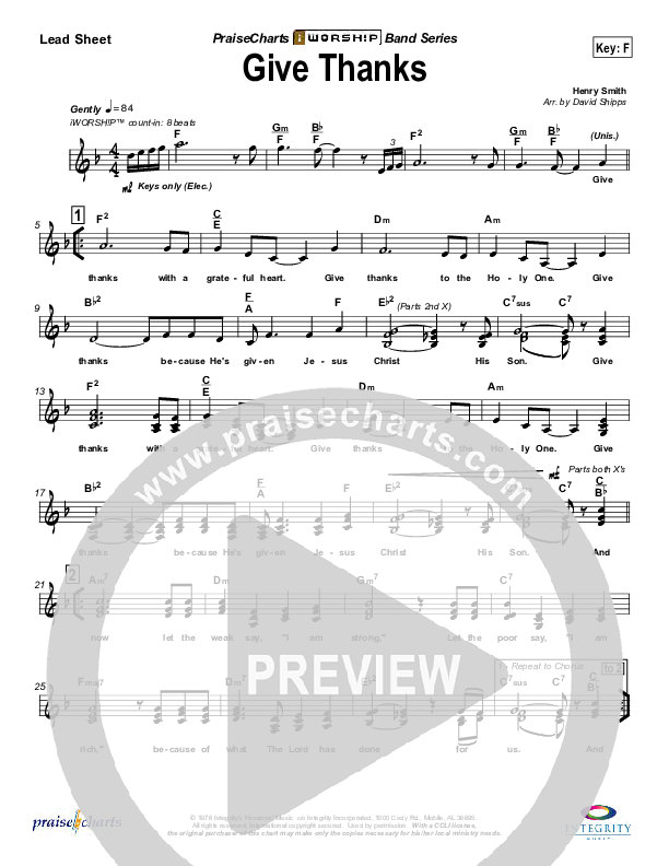 Give Thanks Lead Sheet (SAT) (Don Moen)