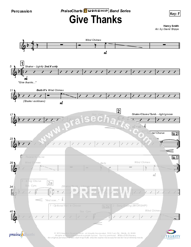 Give Thanks Percussion (Don Moen)