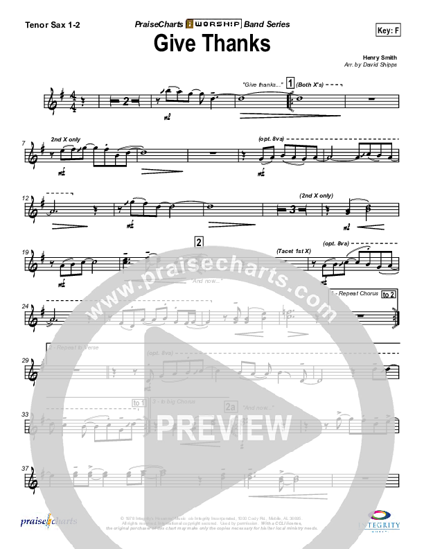 Give Thanks Tenor Sax 1/2 (Don Moen)