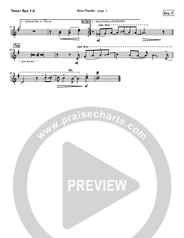 Give Thanks Tenor Sax 1/2 (Don Moen)