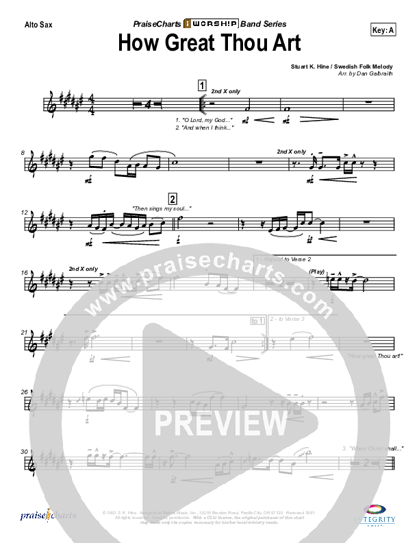 How Great Thou Art Alto Sax (Stuart Hine)