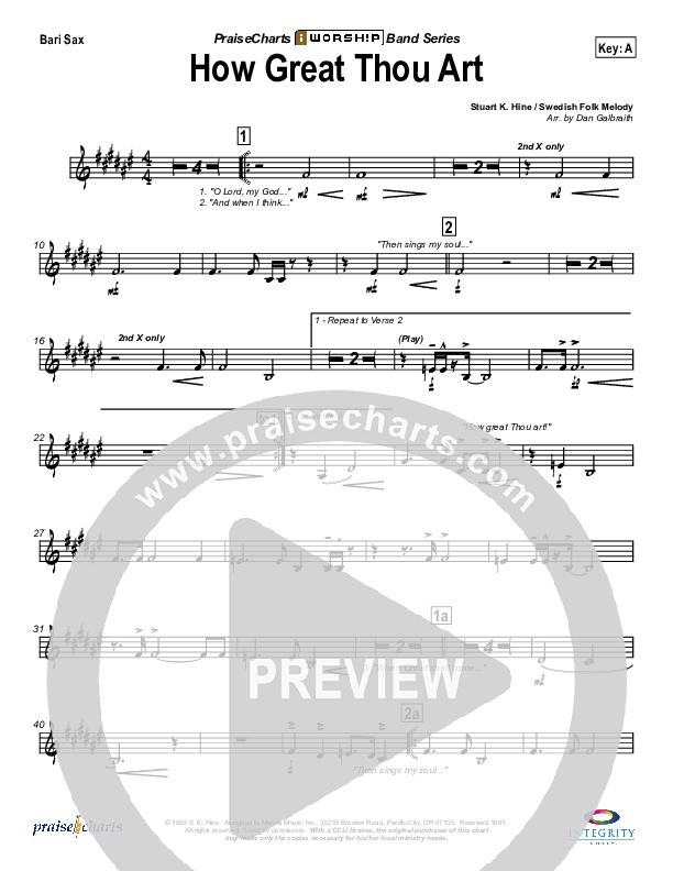 How Great Thou Art Bari Sax (Stuart Hine)