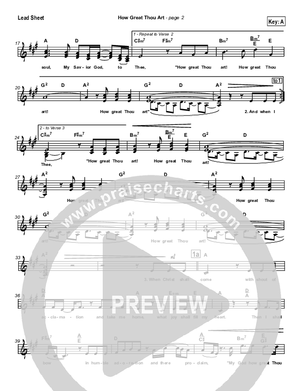 How Great Thou Art Lead Sheet (SAT) (Stuart Hine)