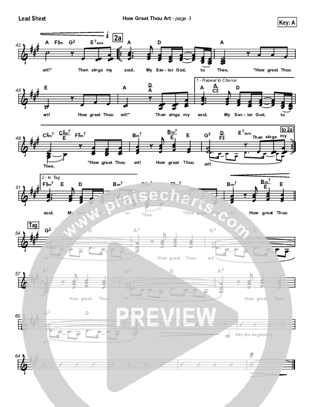 How Great Thou Art Lead Sheet (SAT) (Stuart Hine)