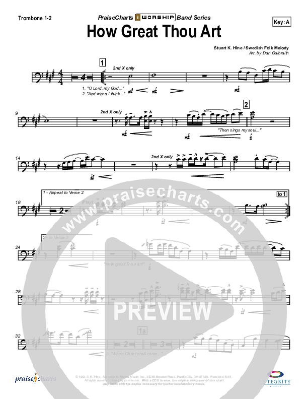 How Great Thou Art Trombone 1/2 (Stuart Hine)