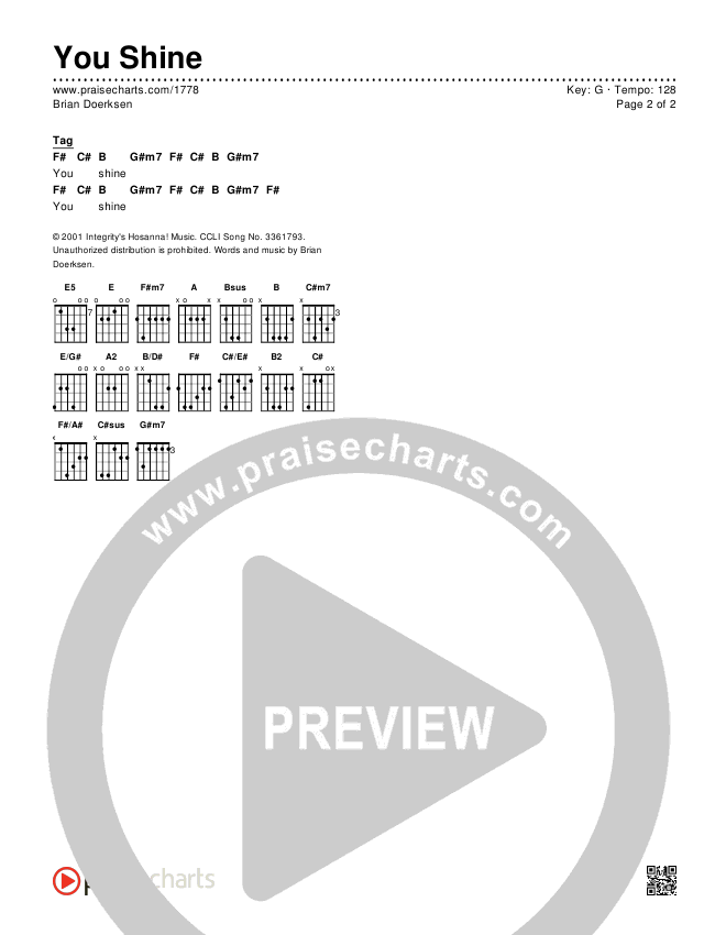 You Shine Chords & Lyrics (Brian Doerksen)