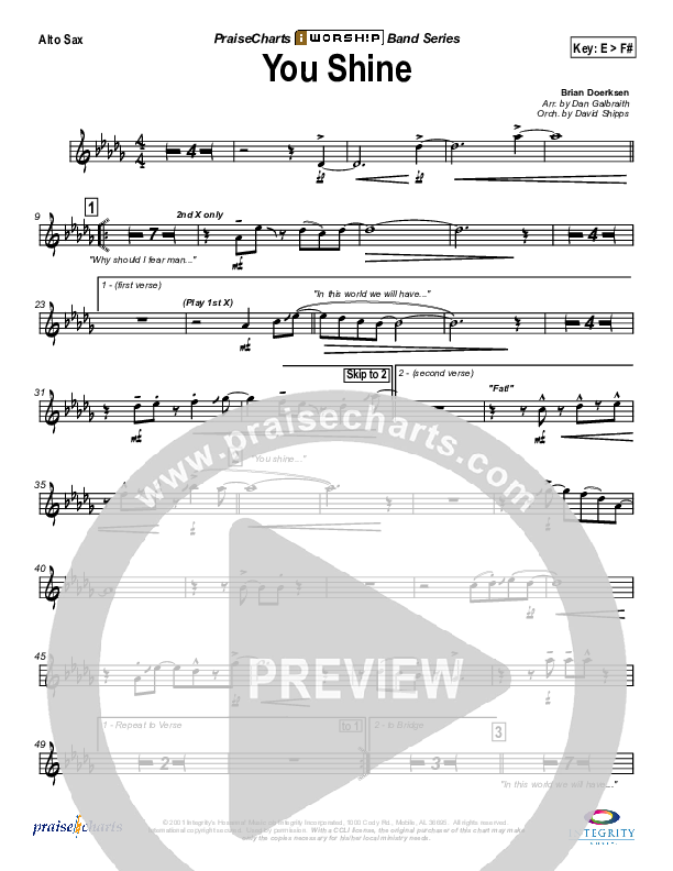 You Shine Alto Sax (Brian Doerksen)