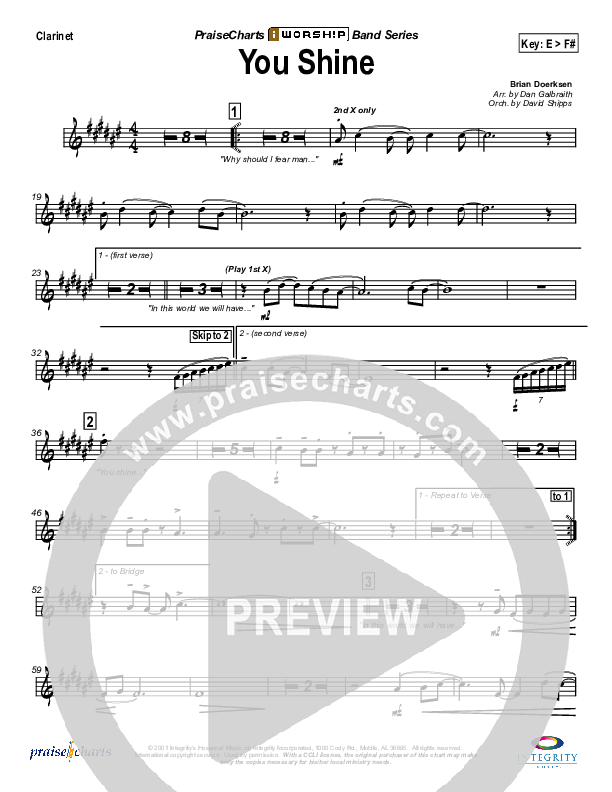 You Shine Clarinet (Brian Doerksen)