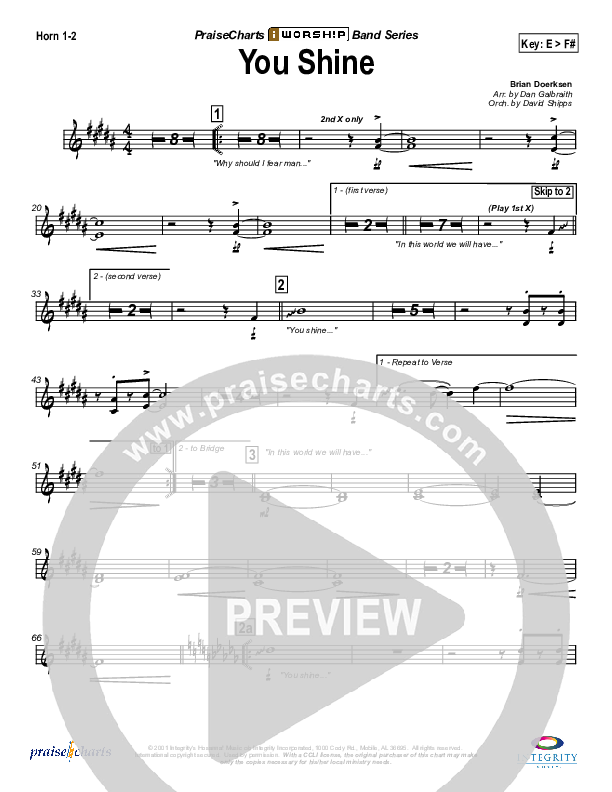 You Shine French Horn 1/2 (Brian Doerksen)