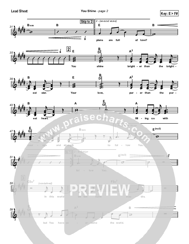 You Shine Lead Sheet (Brian Doerksen)