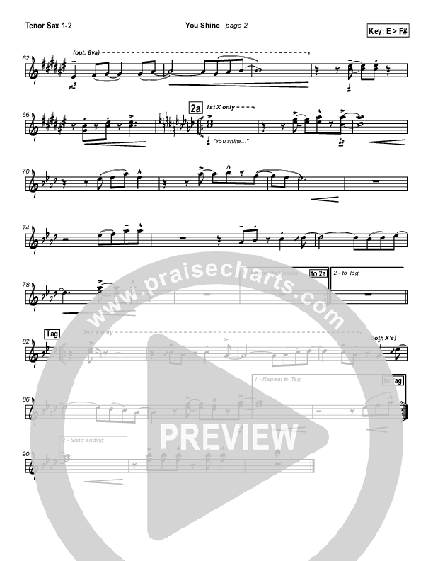 You Shine Tenor Sax 1/2 (Brian Doerksen)