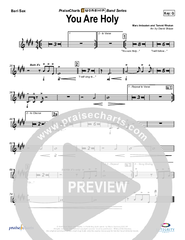 You Are Holy (Prince of Peace) Bari Sax (Jonathan Noel)