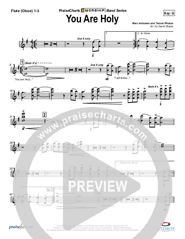 You Are Holy (Prince of Peace) Flute/Oboe 1/2/3 (Jonathan Noel)