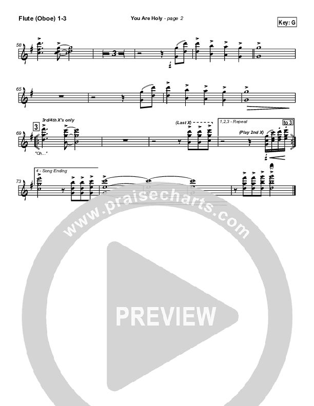 You Are Holy (Prince of Peace) Flute/Oboe 1/2/3 (Jonathan Noel)