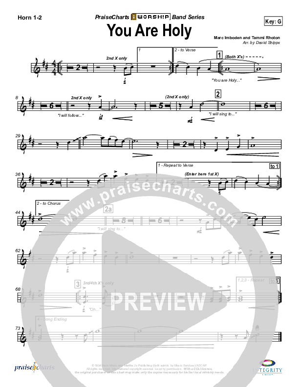 You Are Holy (Prince of Peace) French Horn 1/2 (Jonathan Noel)