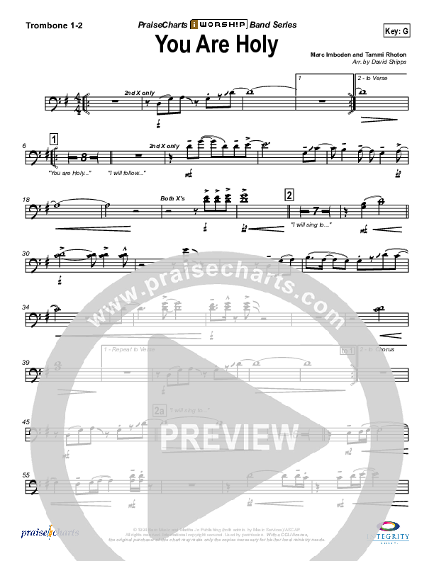 You Are Holy (Prince of Peace) Trombone 1/2 (Jonathan Noel)