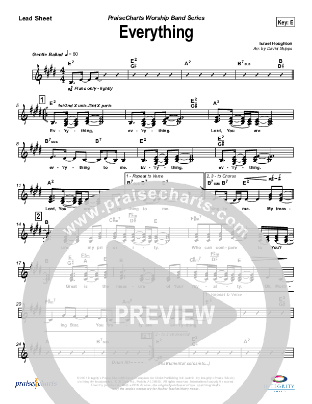 Everything Lead Sheet (Lakewood Church)