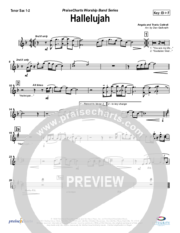 Hallelujah (Praise the Lord) Tenor Sax 1/2 (Travis Cottrell)