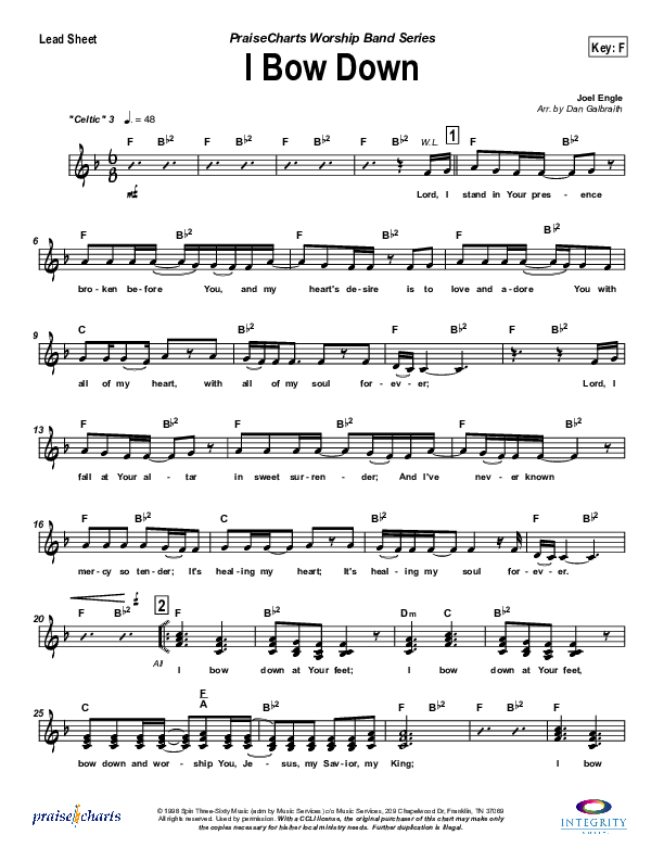 I Bow Down Lead Sheet (Travis Cottrell)